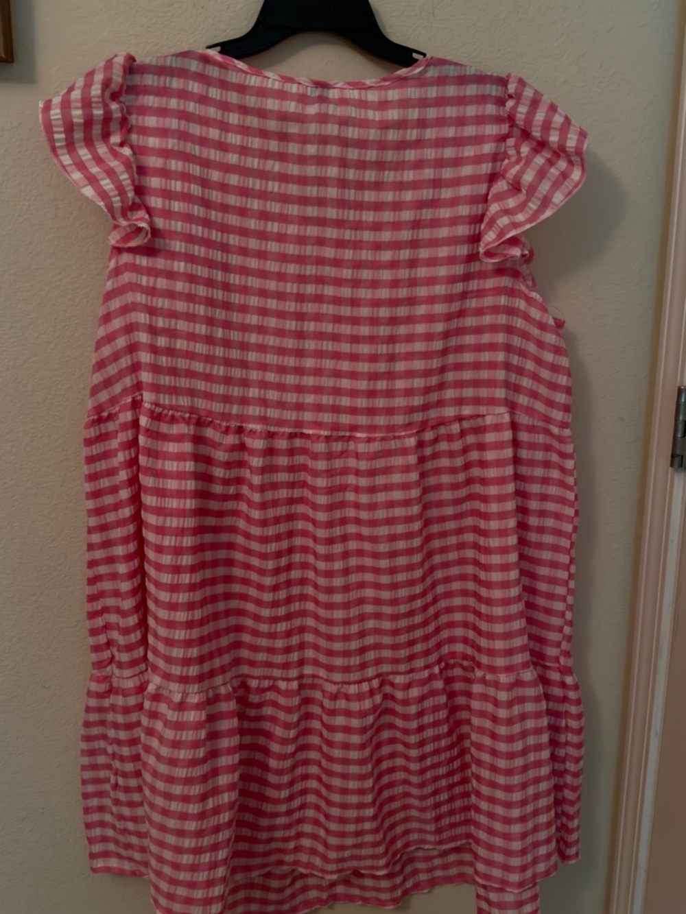 SHEIN Pink and White Gingham Midi Dress - Picture 3 of 5